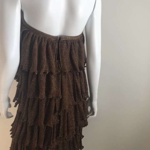 Missoni brown gold ruffle party dress - Picture 4 of 10